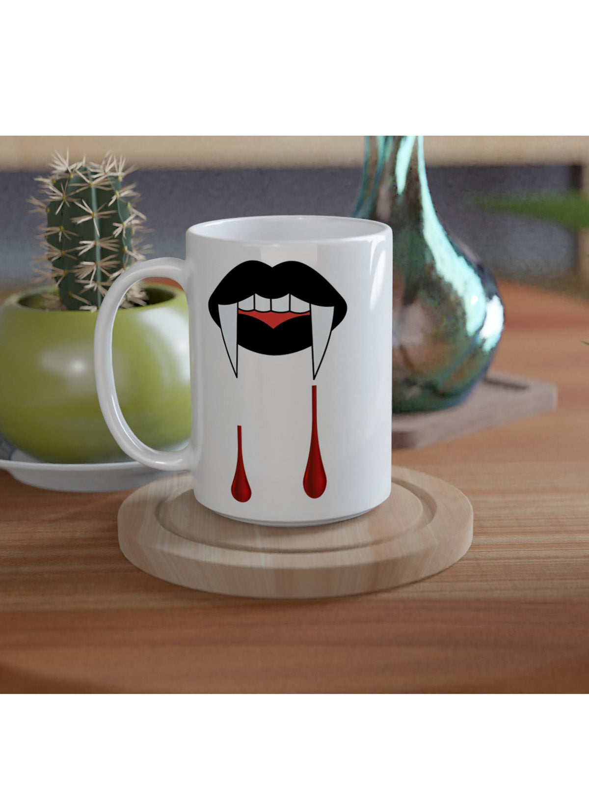 Dripping Fangs Halloween - White 15oz Ceramic Mug