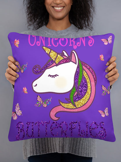 Unicorns and Butterflies - Girls Throw Pillows