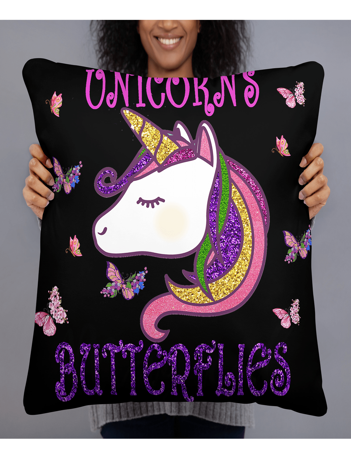 Unicorns and Butterflies - Girls Throw Pillows