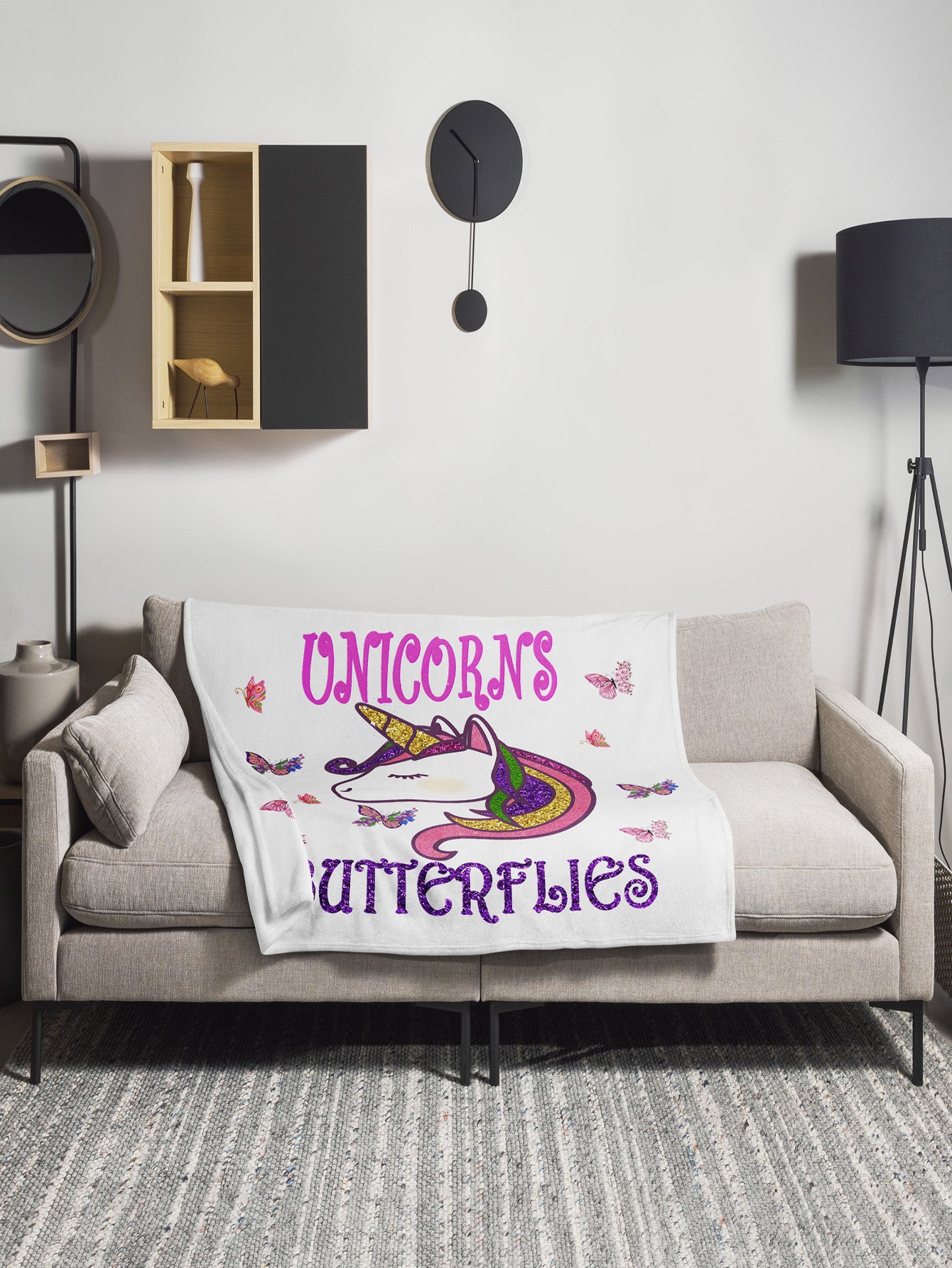 Unicorns & Butterflies - Girls Throw Blanket